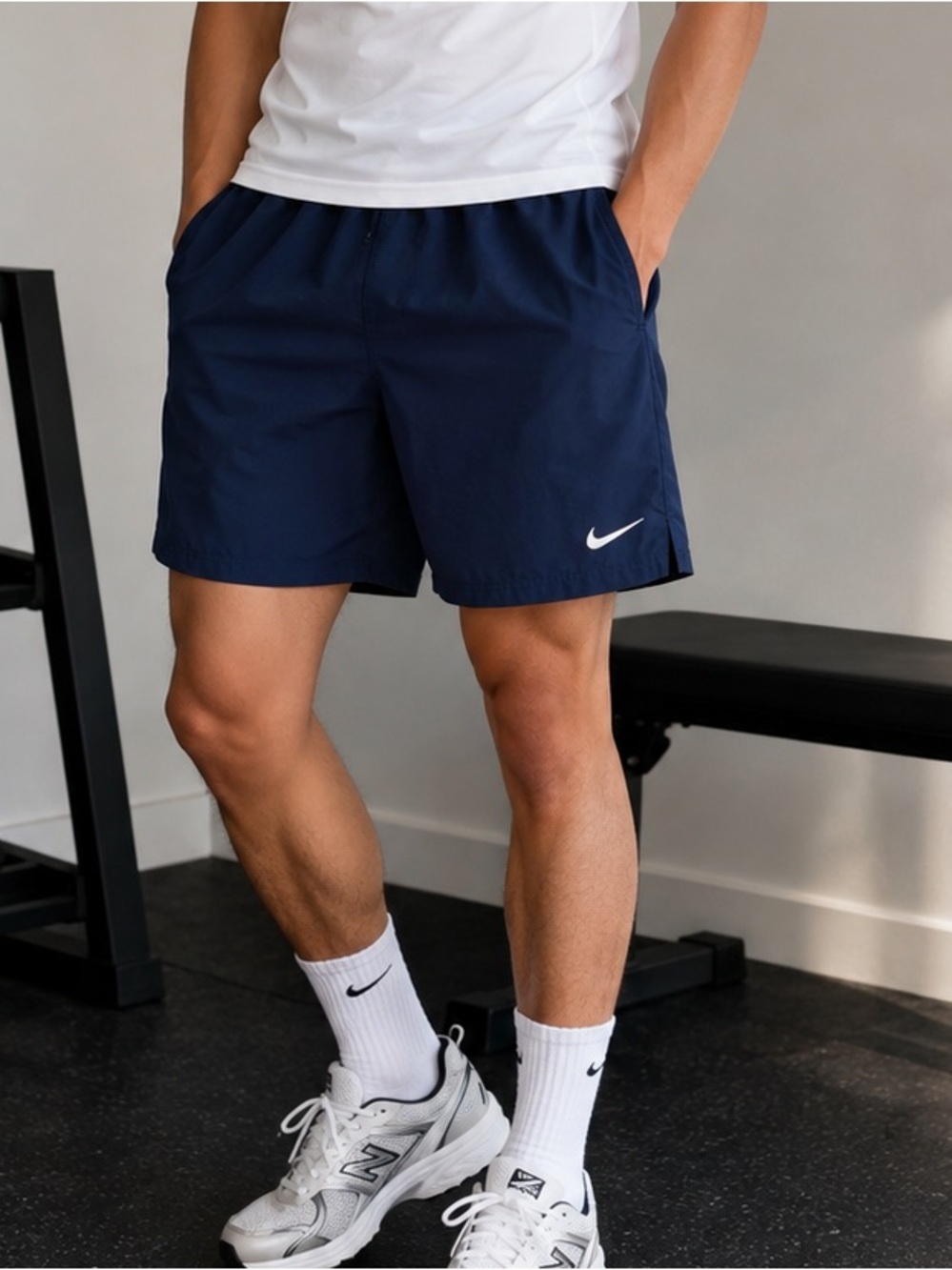 Nike Navy Blue Dri-FIT Lined Running Athletic Shorts Men’s Size M